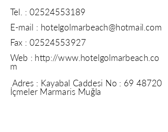 Glmar Beach Hotel iletiim bilgileri